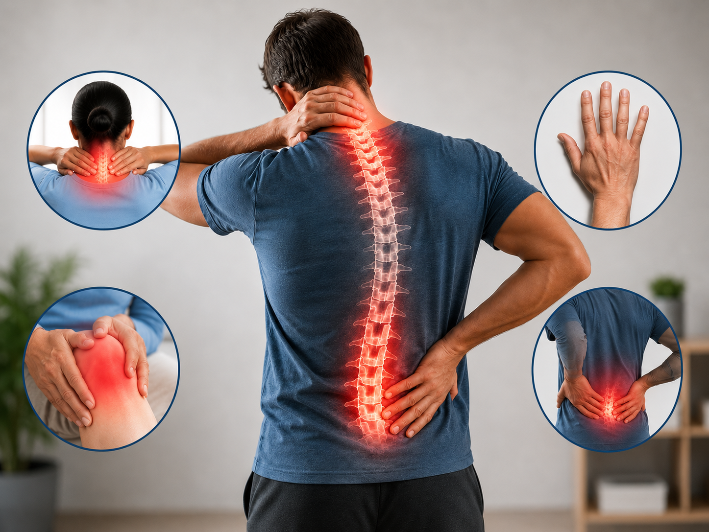 Illustration highlighting lower back and spine pain points