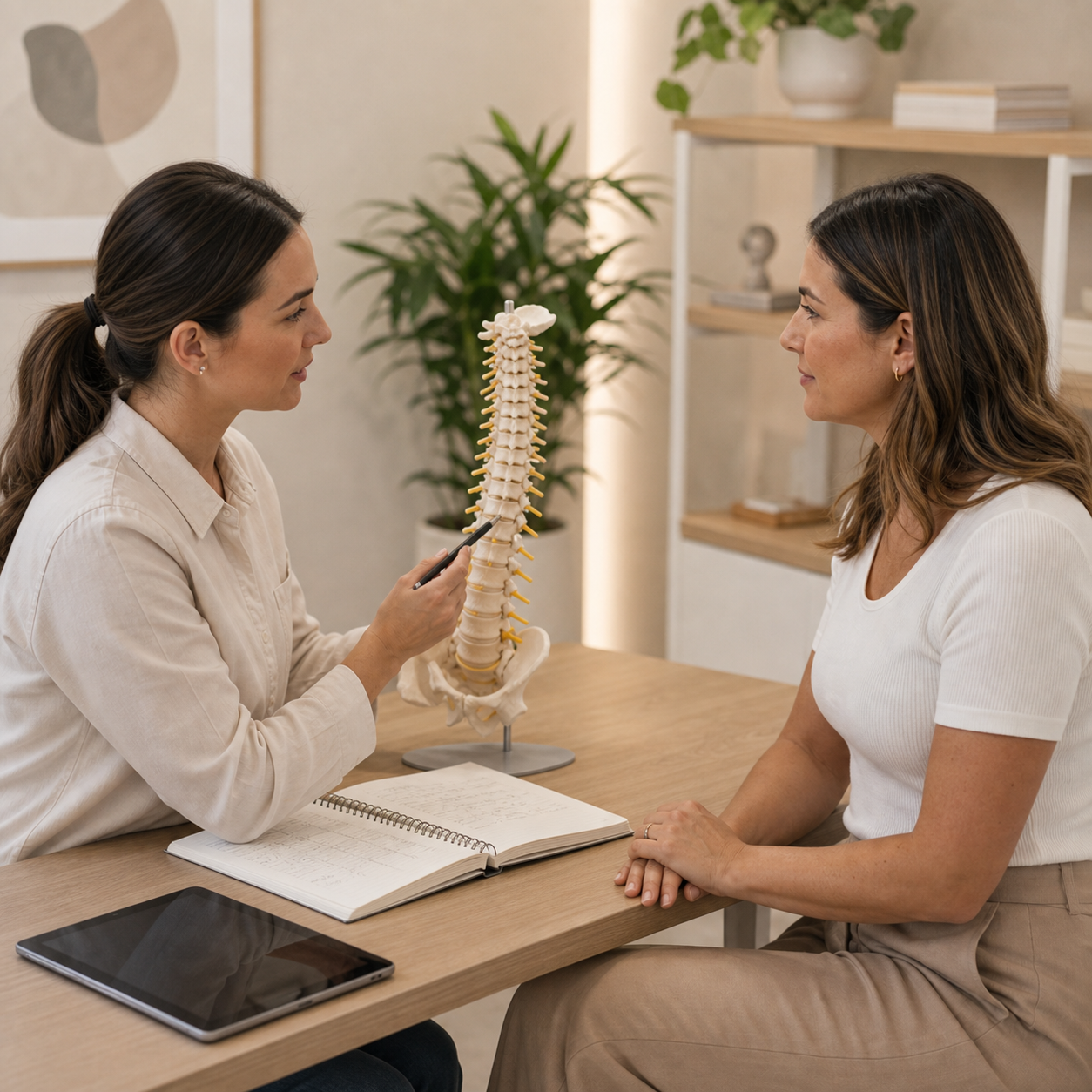 Chiropractic consultation using a spine model